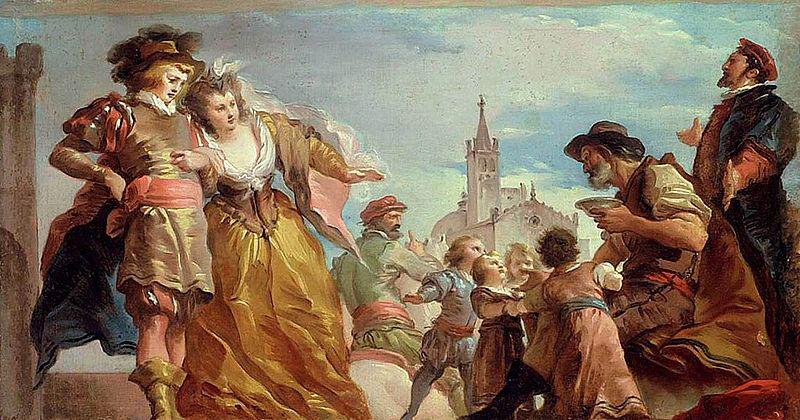 Giuseppe Cades The Meeting of Gautier, Count of Antwerp, and his Daughter, Violante France oil painting art